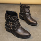 Damen modische Stiefeletten mit verzierten Riemen und Kettenelementen R&B