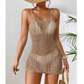 Damen Häkel-Strandkleid mit transparentem Design und eleganten Details R&B
