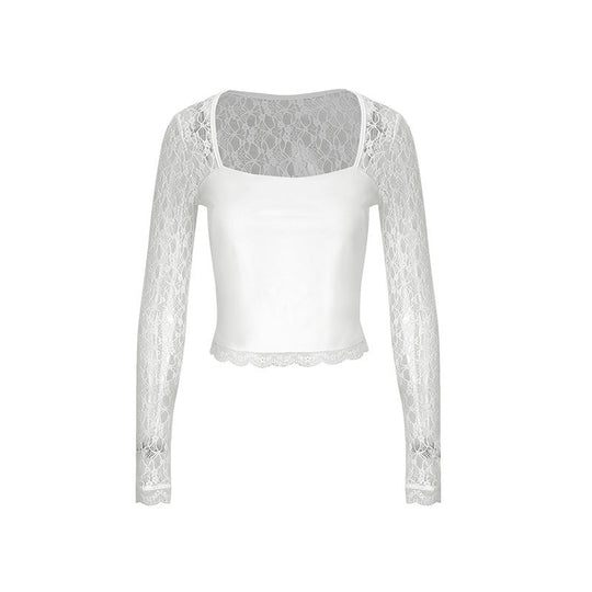 Damen Spitzentop mit langen Ärmeln und elegantem Schnitt R&B