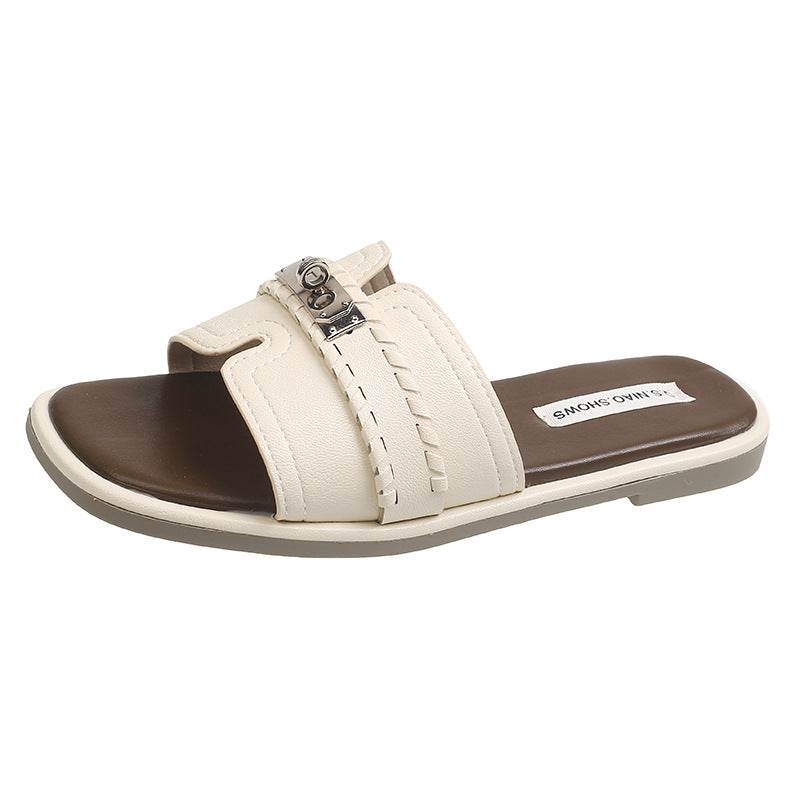 Damen Komfortable Slide-Pantoletten mit modischem Riemendesign EB
