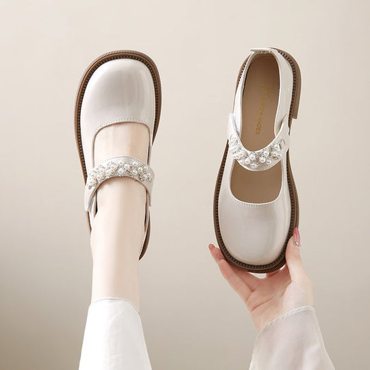 Damen elegante Mary Jane Schuhe mit funkelnder Perlenverzierung R&B