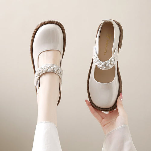 Damen elegante Mary Jane Schuhe mit funkelnder Perlenverzierung R&B