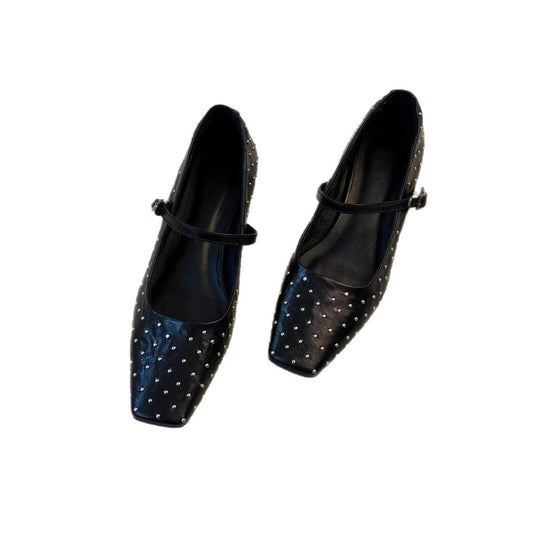 Damen Ballerinas mit dekorativen Nieten und Riemen von R&B