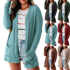 Damen luftige Strickjacke mit Taschen und modernem Design