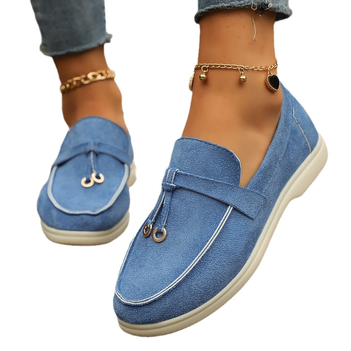 Damen Mokassins mit modischem Design und goldenen Akzenten R&B