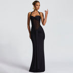Damen figurbetontes Abendkleid mit innovativem Rüschendesign und fließendem Schnitt R&B