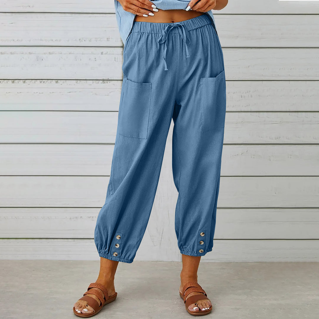 Damen Bequeme Freizeithose mit seitlichen Taschen und Bündchen R&B
