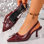 Damen Slingback-Pumps mit elegantem Schleifenakzent und komfortablem Absatz R&B