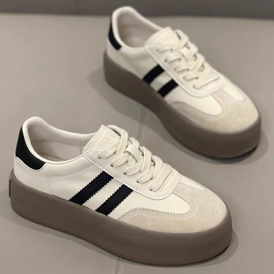 Damen Plateausneakers mit eleganter Oberflächenstruktur und rutschfester Sohle