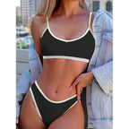 Damen Bikini-Set mit sportlichem Oberteil und hohem Beinausschnitt R&B