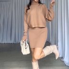 Damen Strickkleid mit lässigem Rollkragen und angeschnittenen Ärmeln R&B