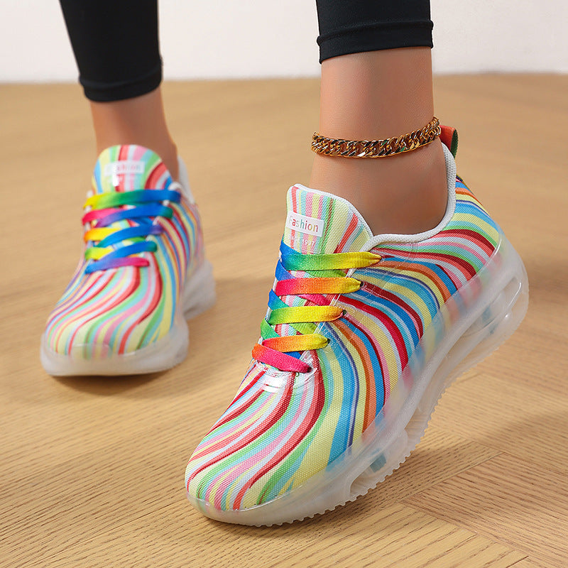 Damen nan leichter Muster-Sneaker mit elastischem Canvas-Obermaterial, gepolsterter Fersenstütze und segmentierter Flexlaufsohle R&B