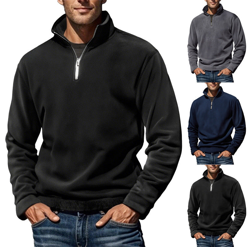 Herren Thermo-Fleecejacke mit Hochkragen und dekorativem Reißverschluss R&B