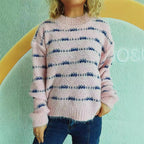 Damen Pullover mit weichem Mohair-Material und modernem Streifenmuster R&B