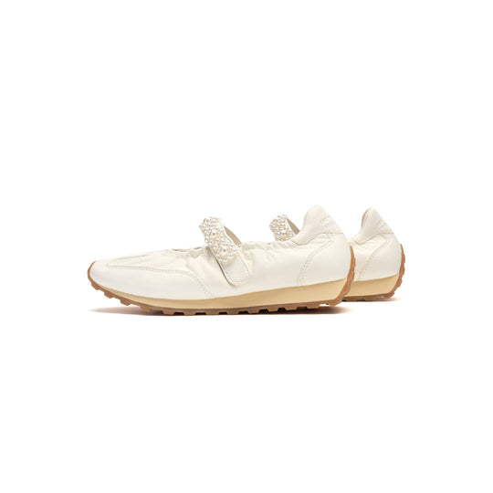 Damen Schnürschuhe mit dekorativem Perlenriemen und sportlicher Sohle R&B