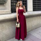 Damen Elegantes Abendkleid mit quadratischem Ausschnitt und fließendem Rock R&B