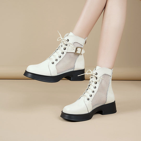 Damen Schnürstiefeletten mit Luftzirkulation und robustem Absatz R&B