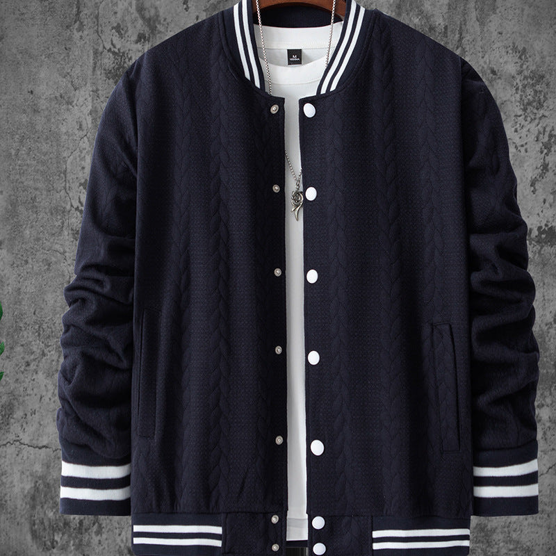 Herren stylische Bomberjacke mit strukturiertem Strickmuster und sportlichen Akzenten R&B