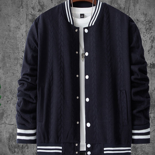 Herren stylische Bomberjacke mit strukturiertem Strickmuster und sportlichen Akzenten R&B