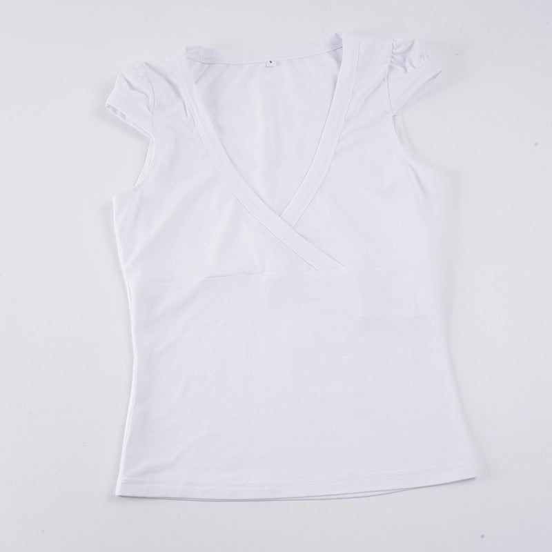 Damen Wickelshirt mit elegantem V-Ausschnitt und figurbetontem Schnitt R&B