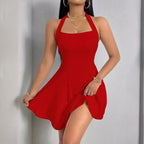 Damen Sommerliches Neckholder Kleid mit fließendem Saum R&B