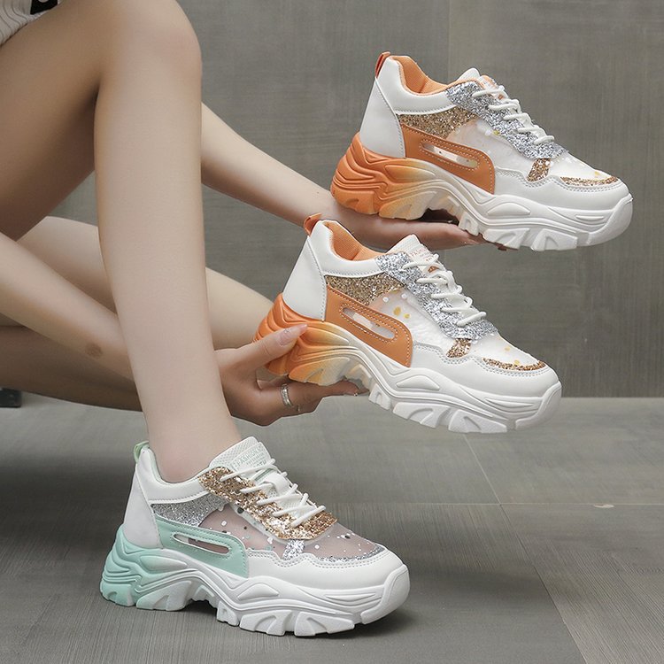 Damen Chunky Sneakers mit Glitzerdetails und ergonomischer Sohle R&B
