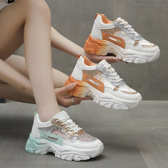 Damen Chunky Sneakers mit Glitzerdetails und ergonomischer Sohle R&B