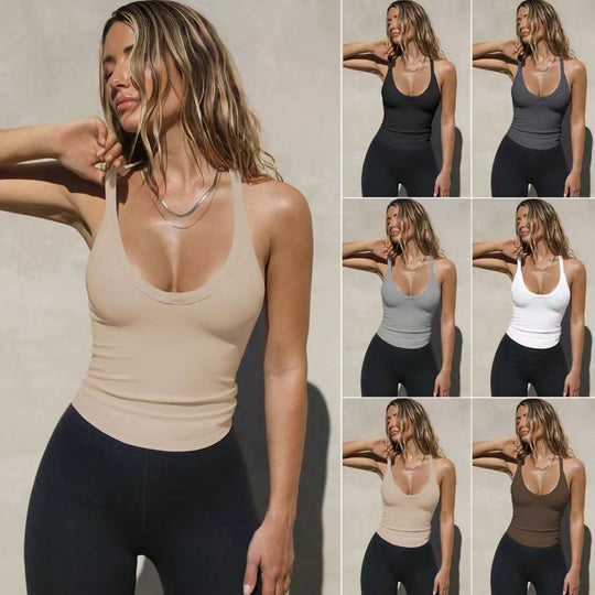 Damen Sportliches Tanktop mit tiefem V-Ausschnitt und schmalem Schnitt R&B