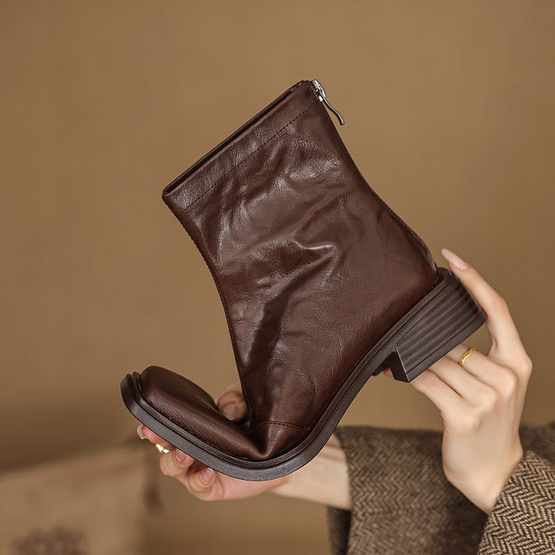 Damen moderne Chelsea Boots mit elegantem Glattleder und praktischem Reißverschluss R&B