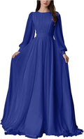 Damen Maxi-Party Kleid mit langen fließenden Ärmeln und Spitzenakzenten EB