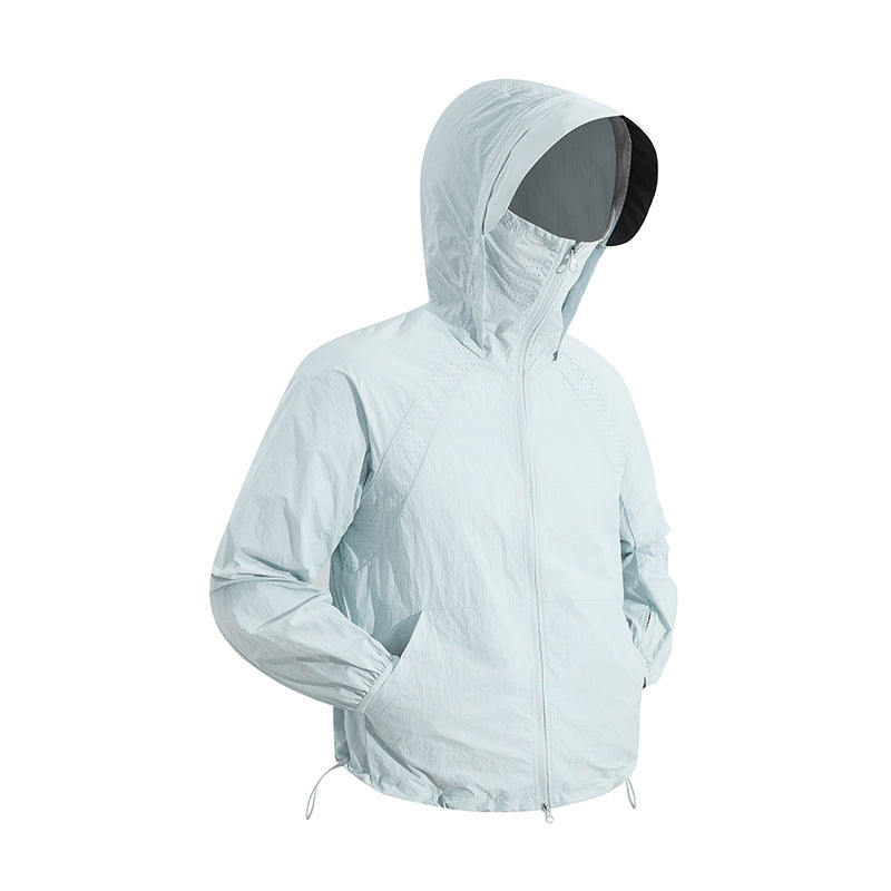 Unisex nan leichte wind- und wasserabweisende Kapuzenjacke mit verstellbarem Saum und Packsack R&B