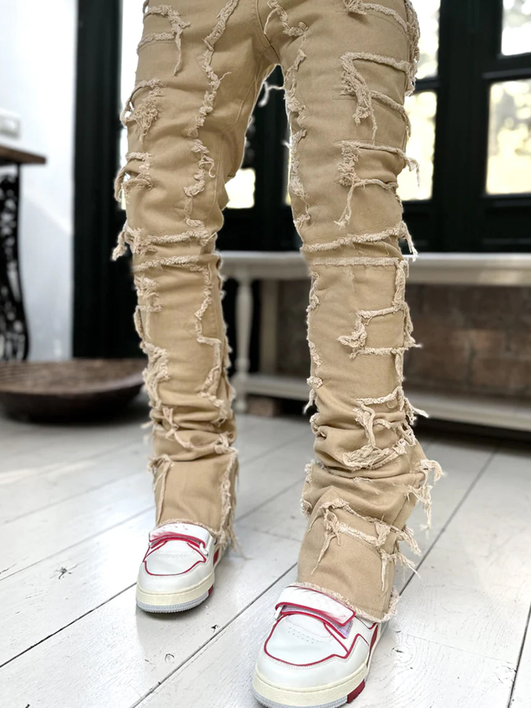 Damen Skinny Jeans mit fransigen Details R&B