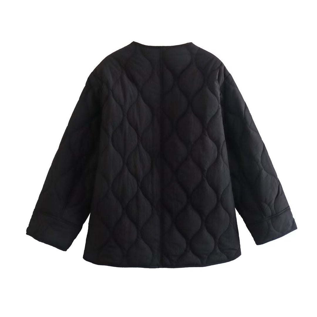 R&B | Gepolsterte Jacke Damen, Leichtes Übergröße Modell mit Taschen, Knopfverschluss