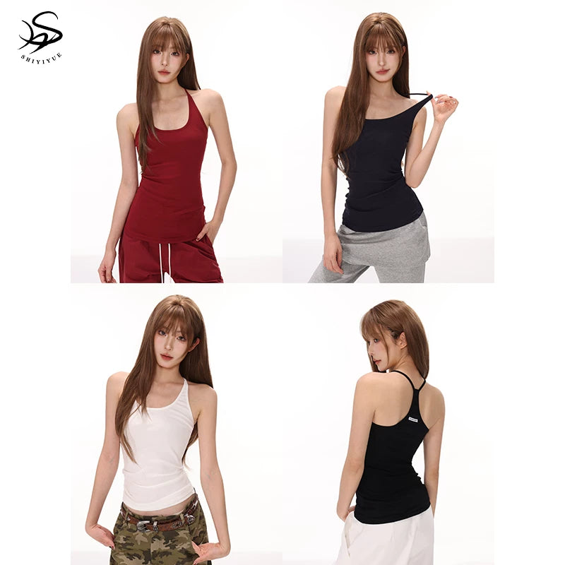 Damen nan figurnahes Performance-Tanktop aus Stretchjersey mit Racerback und formender Mittelnaht R&B