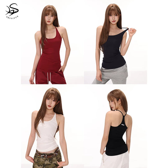 Damen nan figurnahes Performance-Tanktop aus Stretchjersey mit Racerback und formender Mittelnaht R&B