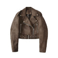 Damen Kunstleder Bikerjacke mit tailliertem Schnitt und verstellbarem Bund R&B