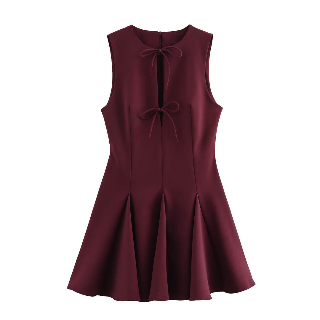 Damen ärmelloses A-Linien Kleid mit elegantem Knoten-Detail R&B