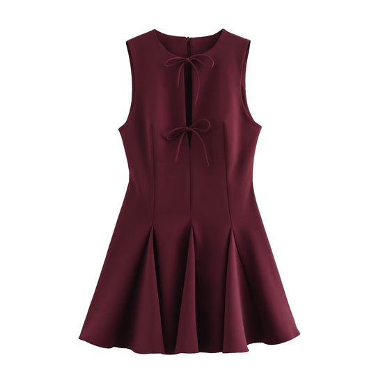Damen ärmelloses A-Linien Kleid mit elegantem Knoten-Detail R&B