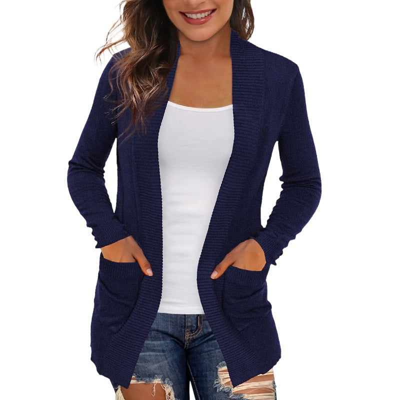 Damen Langärmliger Strickmantel R&B