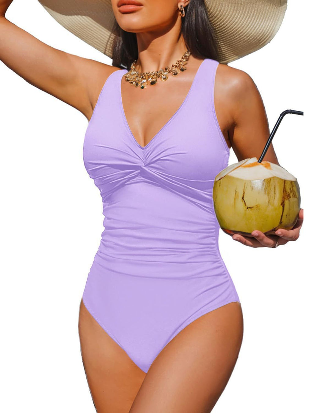 Damen Eleganter Einteiler Badeanzug mit modischem Twist R&B
