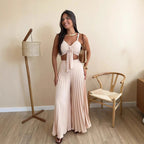 Damen Plissierte weite Hose mit Bindegürtel R&B
