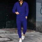 Herren sportliches Freizeit-Jogginganzug mit Hochkragen und eleganter Struktur R&B