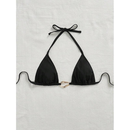 Damen Triangel-Bikini mit eleganter Schnürung und dekorativem Ring R&B