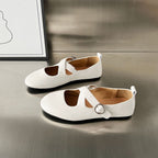 Damen Ballerinas mit elegantem Kreuzriemen und modischem Schnallenverschluss R&B