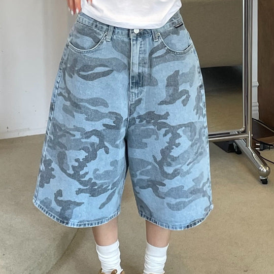 Damen Cargoshorts mit weitem Schnitt und modischem Camouflage-Muster R&B