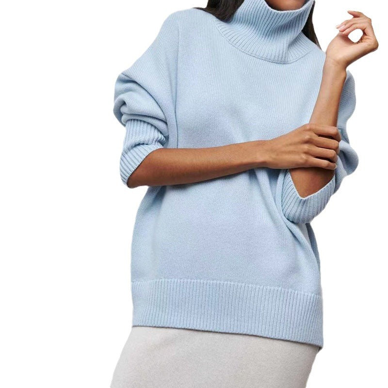 Damen gemütlicher Rollkragenpullover mit Oversized-Schnitt und strukturiertem Material R&B