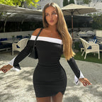 Damen Off-Shoulder Minikleid mit eleganten Puffärmeln