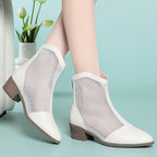 Damen Trendige Stiefeletten mit Netz-Design und bequemem Blockabsatz R&B
