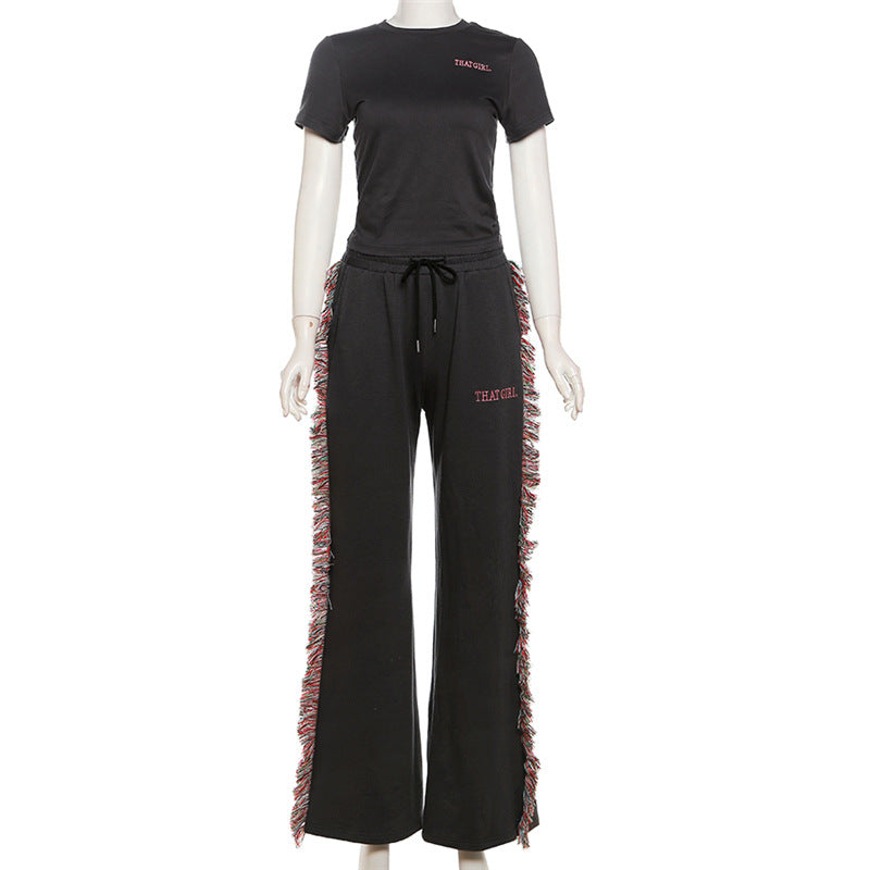 Damen Freizeitanzug mit fransigen Details R&B