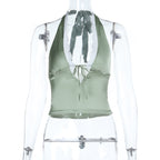 Damen Halter-Crop-Top mit feinen Spitzendetails R&B